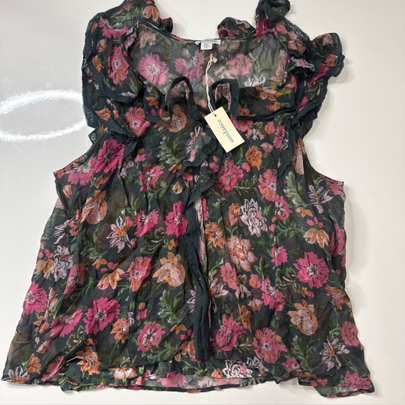 Sundance Tops - NWT SUNDANCE Teal Bloom Top Sleeveless Lined Blouse Floral Romantic XXL A030126